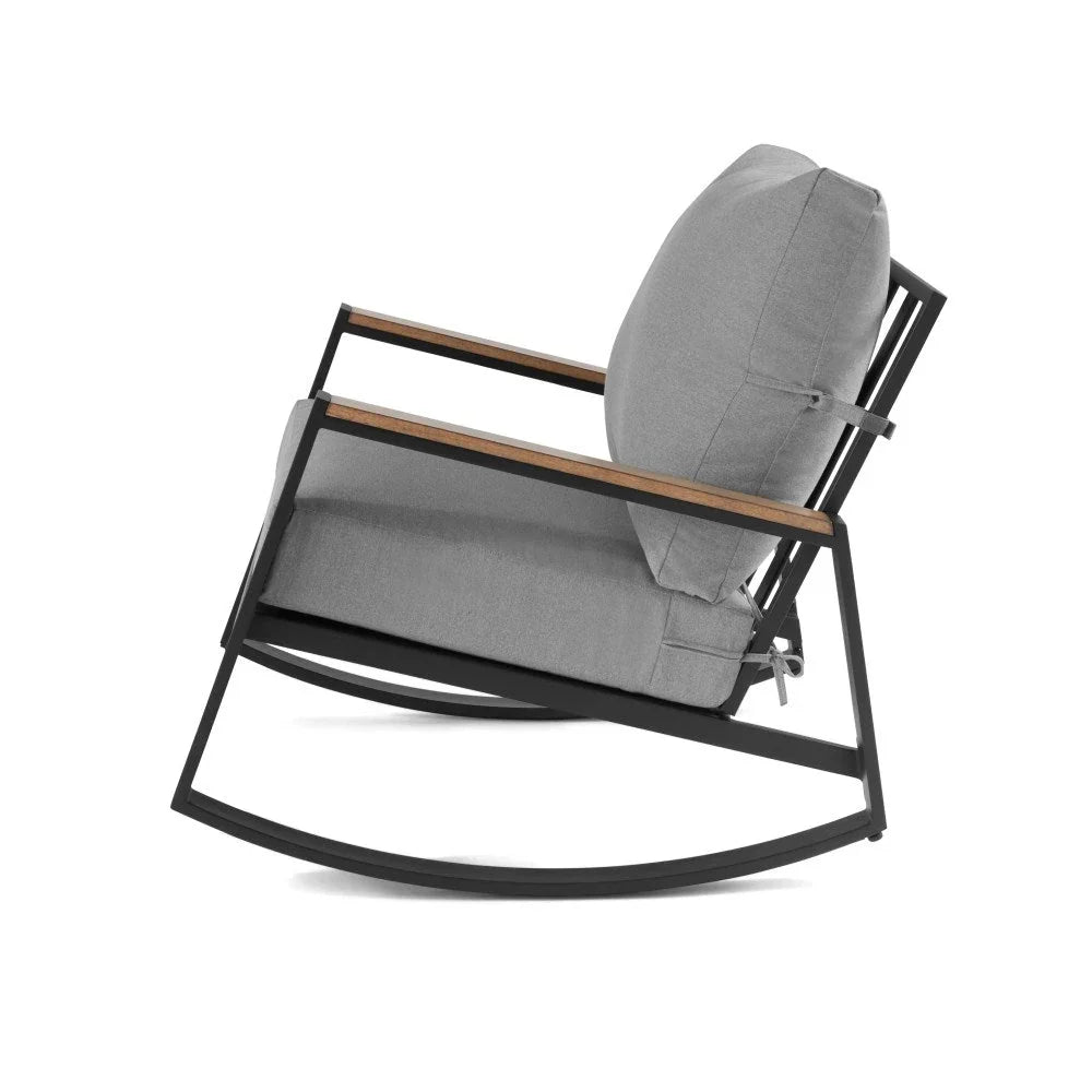 Better Homes & Gardens Marlow Outdoor 2pk Patio Rocking Chairs,Black Frame/Gray Cushion