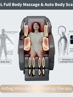 2024 4D Zero Gravity Massage Chair, Full Body Shiatsu Recliner with Yoga Stretching, SL Track, Intelligent Voice Control, Calf Kneading, Calfrest Extension, Premium Black Leather
