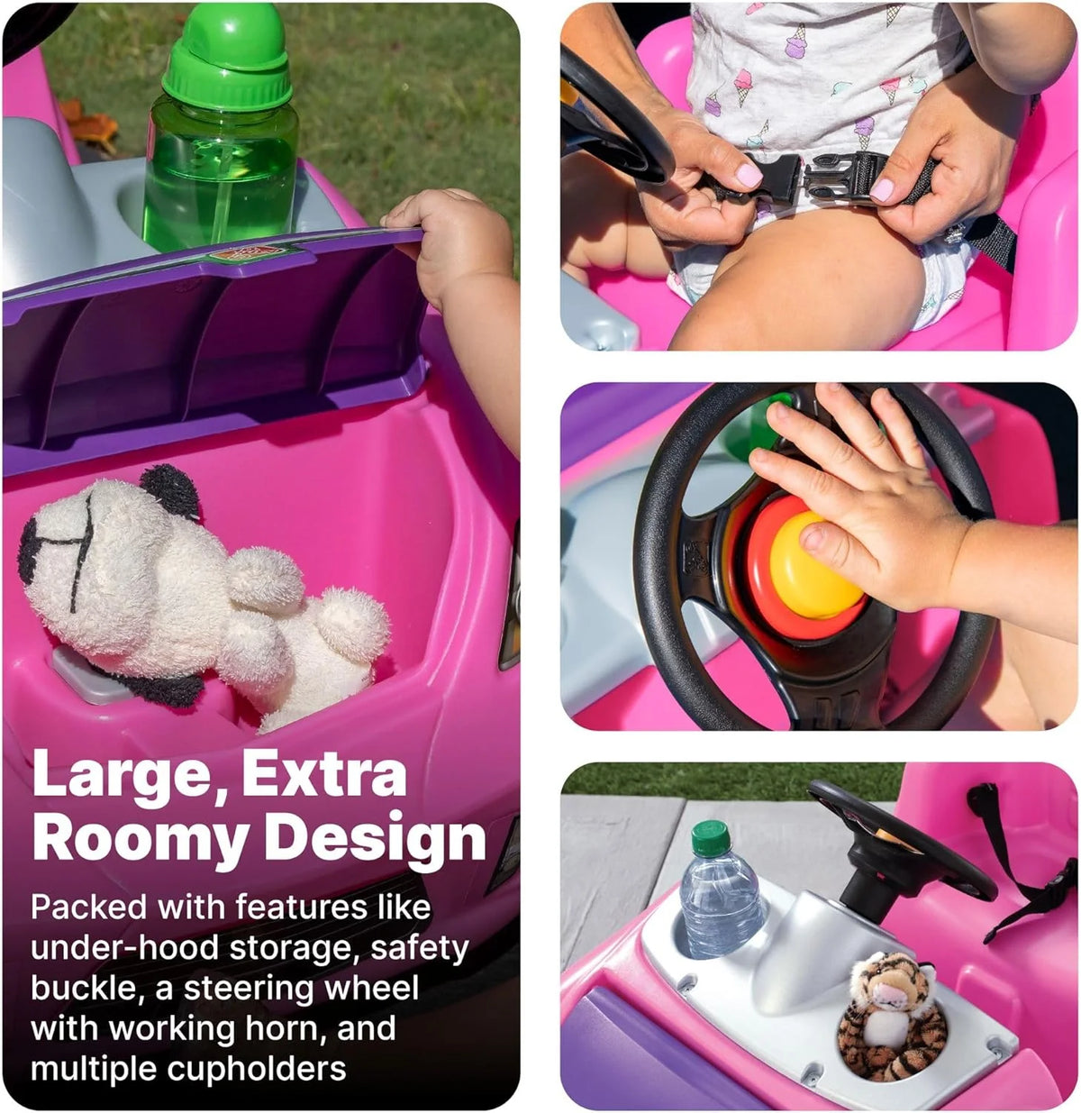 Step2 Whisper Ride II Ride On Push Toy Car, Pink �C Ride On Car with Included Seat Belt, Easy Storage and Transport, Makes a Great Stroller Alternative