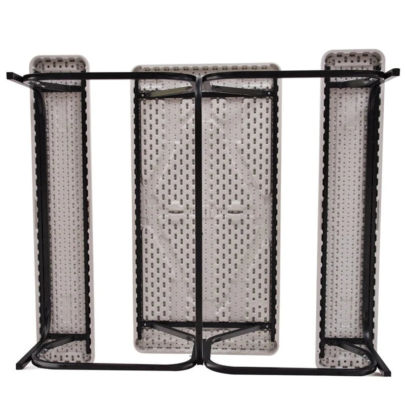 Outdoor Picnic Table Bench Set, All-Weather Dining Table Set, Metal Base Wood-Like Texture, Large Camping Table for Lawn Garden Backyard