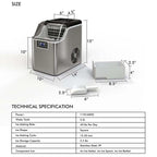 40LBS/24H Portable Ice Maker Countertop Ice Machine with Top Inlet Hole & Self-Clean Function
