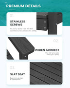 SERWALL 7-Piece Patio Dining Table Sets  Outdoor HDPE Dining Furniture Set with Umbrella Hole Cut-Out Table and 6 Chairs  Black