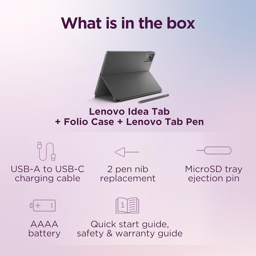 Lenovo Idea Tab - College Tablet - 11�� 2.5K IPS Touchscreen Display - 90Hz - MediaTek Dimensity 6300-4 GB Memory - 128 GB Storage - Integrated Arm Mali-G57 MC2 - Tab Pen and Folio Case