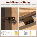 Wall-Mounted Patio Gazebo Large Outdoor Hardtop Pergola with Sloped Polycarbonate Roof