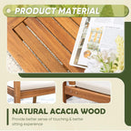 Flamaker Patio Furniture 4 Piece Outdoor Acacia Wood Patio Conversation Sofa Set with Table & Cushions Porch Furniture for Deck  Balcony  Backyard
