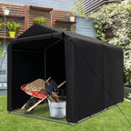 7 x 5.2 FT Outdoor Storage Shelter with Waterproof Cover, Heavy Duty Portable Storage Tent for Bikes, Garden Tools, Motorcycles