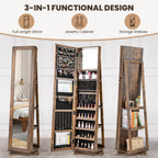 360�� Swivel Jewelry Armoire, Standing Jewelry Organizer with Full Length Mirror