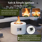 Tangkula Propane Fire Pit Table, 25.5�� Round Terrazzo Gas Fire Pit with Stainless Steel Burner & Lava Rocks, Protective Cover & Tank Seat Included, 40,000 BTU Smokeless Fire Pit for Outside Patio