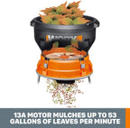 Worx 13 Amp Electric Leaf Mulcher  Leaf Shredder with High-Compression Mulching  Powerful & Compact Yard Waste Shredder  Corded  WG430