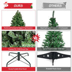 7 FT Green Pre-Lit Artificial Christmas Tree with 300 Warm White LED Lights & 1096 Hinged Branch Tips