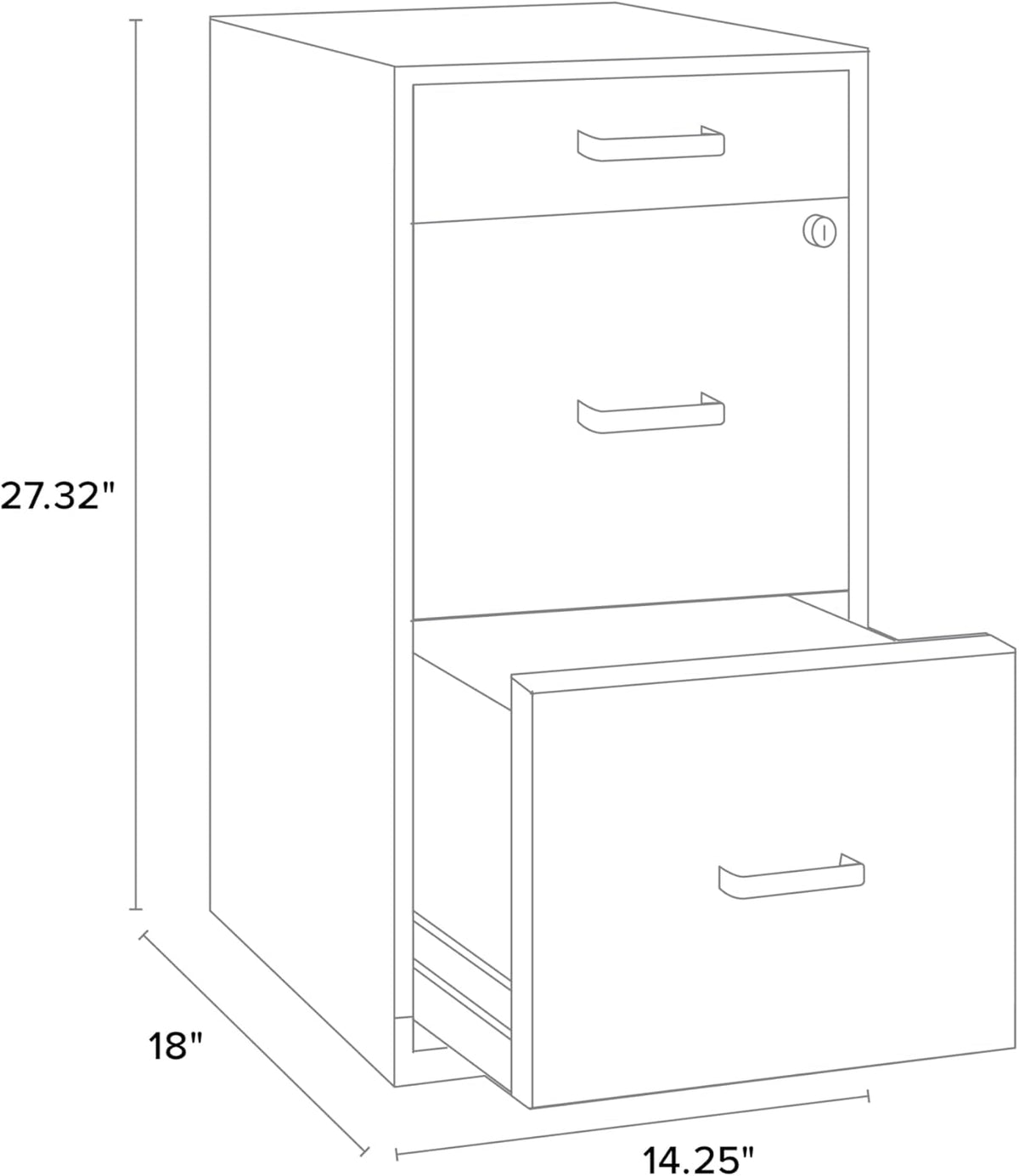 Realspace? SOHO 18"D 3-Drawer Organizer Vertical File Cabinet, Black