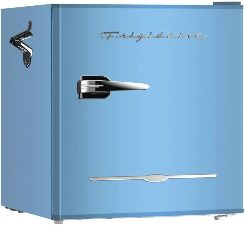 Frigidaire EFR176 Retro Compact Fridge with Chiller Mini Refrigerator with Built-in Bottle Opener for Office, Bedroom, Dorm Room or Cabin, 1.6 cu ft 16" D x 18" W x 18.5" H, Moonlight