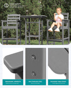 SERWALL 4 Pieces Outdoor Patio Bar Set with 9ft Umbrella  Outdoor HDPE Barstool and Table Furniture Set with Patio Umbrella  Gray