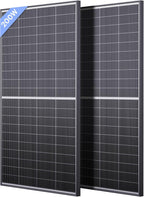 N-Type 16BB 400W Bifacial Solar Panel  2Pcs 200 Watt Solar Panel 12V  25% High Efficiency  Dual-module Parallel Anti-Shade Design  for RV Van Marine Home Rooftop Off-Grid Systems (2 Pack 200W)
