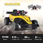 Kids Ride on Formula Racing Car, 12V Battery Powered Electric Racing Truck with Shock Absorbing Wheels