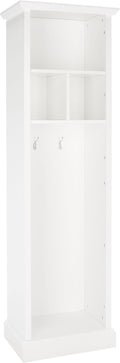 SAFAVIEH Home Collection Layli Farmhouse Antique White 4-Shelf 2-Hook Top Storage Hall Tree (Fully Assembled)