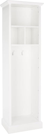 SAFAVIEH Home Collection Layli Farmhouse Antique White 4-Shelf 2-Hook Top Storage Hall Tree (Fully Assembled)