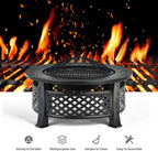 Giantex 3 in 1 Fire Pit, 32" Outdoor Wood Burning Fire Pit, Multifunctional Round Firepit Stove, Metal Fire Bowl with Cover, Portable Fire Pits for Outside Heating, Bonfire, Picnic, Grill
