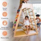 Avenlur Magnolia Indoor Playground 6-in-1 Jungle Gym Montessori Waldorf Style Wooden Climber Playset Slide, Rock Climbing Wall, Rope Wall Climber, Monkey Bars, Swing for Toddlers, Children Kids 2-8yrs