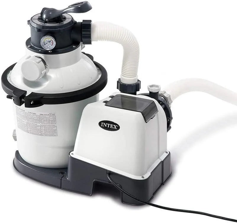 Intex 26651EG Krystal Clear 16 Inch 3,000 GPH Above Ground Pool Sand Filter Pump with Automatic Timer, GFCI, and 6 Function Control, Gray