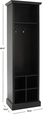 SAFAVIEH Home Collection Surrey Farmhouse Black 6-Shelf 2-Hook Bottom Storage Hall Tree (Fully Assembled)