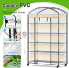Abimars 5-Tier Greenhouse with Grow Light  Shelf Height Adjustable Metal Plant Shelf with PVC Cover and Wheels  Includes 5-Pack 2900K Full Spectrum Plant Lights  21x49x80inch