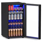 2-in-1 Mini Beverage Cooler Refrigerator Built-In & Freestanding 120 Cans Beer Drinks Wine Fridge with Glass Door