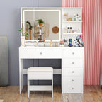 Dressing Table Stool Set Glass Tabletop