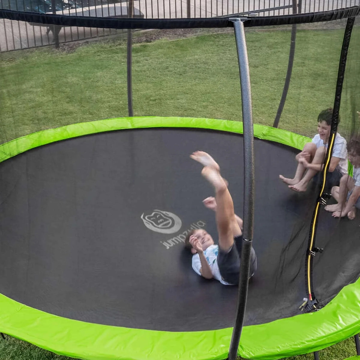 JUMPZYLLA Trampoline 8FT 10FT 12FT 14FT 15FT 16FT Trampoline with Enclosure - Recreational Trampolines with Ladder and AntiRust Coating, ASTM Approval Outdoor Trampoline for Kids