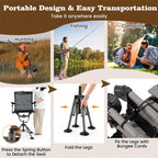 360�� Swivel Hunting Chair with Adjustable Equipment Rest & Armrests, Folding All-Terrain Deer Blind Chair for Outdoor Camping, 330LBS Capacity