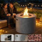 HOTEAGLE 32" Propane Fire Pit Table Round, 50000 BTU Powerful Gas Firepit Table, CSA Certified, Ideal Outdoor Fire Pit for Dining, Party in Patio, Garden, Yard