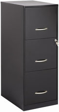 BOWERY HILL 3 Drawers 35.5" Vertical Black Metal Filing Cabinet Lockable Pre-Assembled Stationary Letter Size for Home, Office