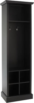 SAFAVIEH Home Collection Surrey Farmhouse Black 6-Shelf 2-Hook Bottom Storage Hall Tree (Fully Assembled)