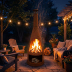 Sunnydaze 70" Tall Wood-Burning Outdoor Chiminea Fire Pit with Built-in Log Holder - Steel Large Chiminea Outdoor Fireplace for Patio or Backyard - Rustic