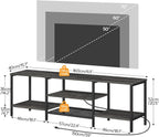 TV Stand with Power Outlets to 75 Inches, TV Console Table with Open Storage Shelves Cabinet, Industrial Media Entertainment Center for Living Room Bedroom, Rustic Brown and Black BF60DS01
