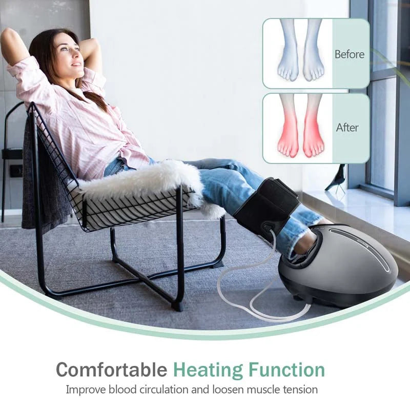 Foot Calf Massage Machine with Heat and Calf Air Bag, Electric Foot Massager with Shiatsu, Air compression, Rolling Modes