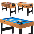 48" 3-in-1 Combo Game Table with Soccer, Billiard, Slide Hockey, Wood Multi Game Table Foosball Table for Game Room