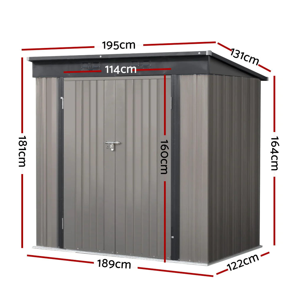 Giantz Garden Shed 1.95x1.31M Sheds Outdoor Storage Steel Workshop House Tool Double Door