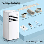 Bapipro 10,000 BTU Smart Portable AC - WiFi/Remote, 4-in-1 for 300 Sq.Ft, 24H Timer, Window Kit, ��55dB, ETL Certified