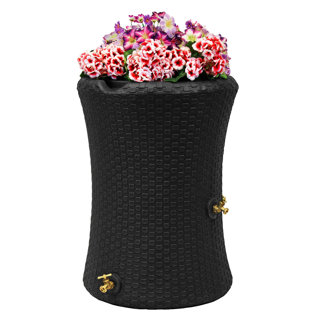 50 Gallon Nantucket Rain Barrel Planter   Black