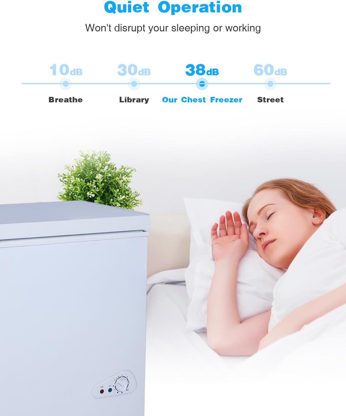 3.5 Cu.Ft Chest Freezer with a Removable Basket 7 Gears Adjustable Temperature Control(-18��F to -46��F), Deep Compact Freezer for Garage, Office, Basement, House, Kitchen, Shop, RVs-White