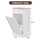 HARIPUL Single Tilt Out Trash Cabinet for 13 Gallon Waste Bin, Free Standing Kitchen Trash Can Cabinet with Drawers, White