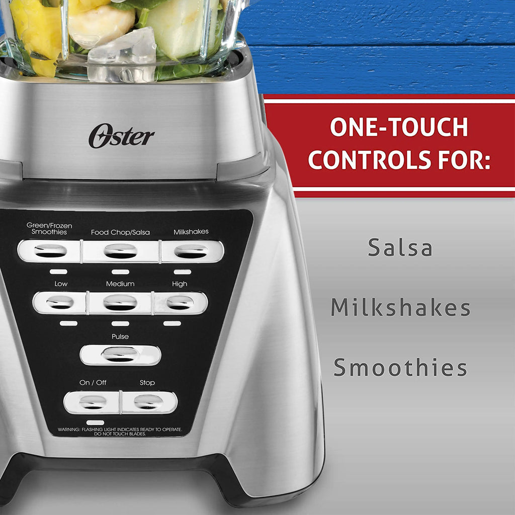 Oster Blender | Pro 1200 with Glass Jar, 24-Ounce Smoothie Cup, Brushed Nickel