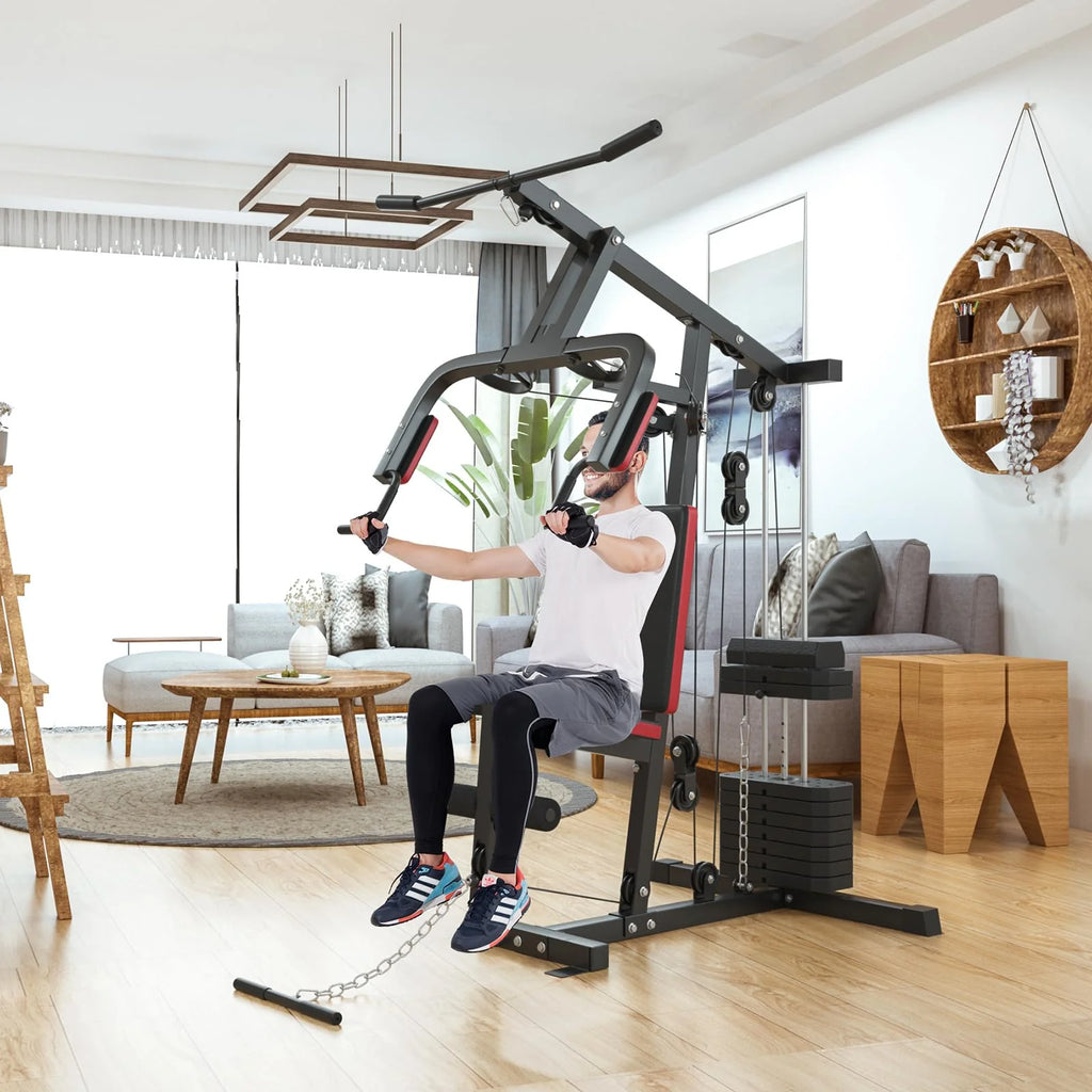 Multifunction Home Gym Station Indoor Strength Training Fitness Machine w/45 kg Weight Stack