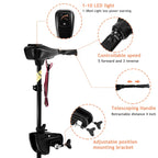 Electric Trolling Motor 8 Speed Boat Fishing Motor with Telescoping Handle, Transom Mount 36" Shaft for Freshwater Saltwater Use