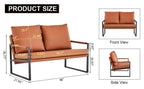 Modern Two-Seater Sofa Chair with 2 Pillows - PU Leather High-Density Foam Black Coated Metal Frame.Brown SF-D008