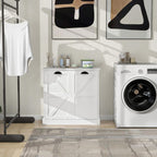 Tilt Out Laundry Hamper Cabinet with Basket, Removable Laundry Basket, Farmhouse Freestanding Hidden Trash Can Cabinet with Laundry Storage Basket for Bathroom, Kitchen