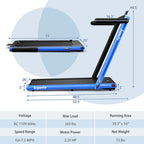 2.5HP 2-in-1 Folding Under Desk Treadmill with Speaker APP Remote Control, Portable Walking Jogging Machine for Home Gym Office