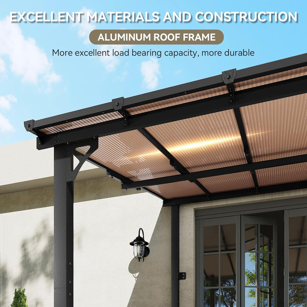 Aoxun 8’x10’ Gazebo  Wall Mounted Gazebos Pergola on Clearance  Outdoor Patio  Large Wall-Mounted Heavy Duty Awnings for Patio  Decks  Backyard (Black)