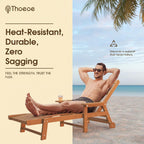 Patio Chaise Lounge Chair  Oversized Lounge Chair Outdoor with 5 Positions  HDPE  Patio Lounge Chair with Wheels & Cup Holder for Pool  Deck  Poolside Wood
